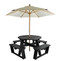 EKO 8 Seater Round Picnic Table - Black