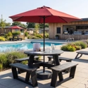 EKO 8 Seater Round Picnic Table - Black