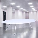 Oval Shaped Boardroom Table with Brushed Metal Legs