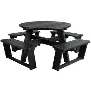EKO 8 Seater Round Picnic Table - Black