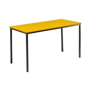 Rectangular Student Spiral Stacking Table - 1500 - 710 High - Black Frame - Yellow