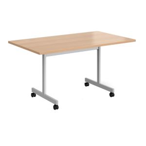 Rectangular FlipTop Meeting Table 1400 - Silver - Beech