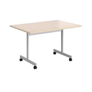 FlipTop Rectangular Meeting Table 1200 - Silver - Maple