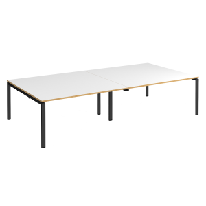 Adapt Rectangular Boardroom Table 3200 x 1600 - Black - White Top - Oak Edging