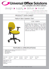 DATA SHEET - Deluxe Medium Back Operator Chair (MIMP)