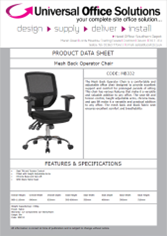 DATA SHEET - Mesh Back Operator Chair (MB332)