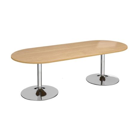 Trumpet Base Radial End Boardroom Table - Chrome - Oak