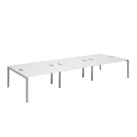 Connex Triple Back to Back Desks - 4200 - Silver Frame - White