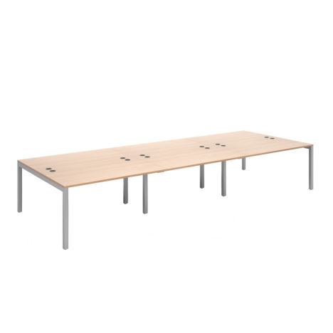 Connex Triple Back to Back Desks - 4200 - Silver Frame - Beech