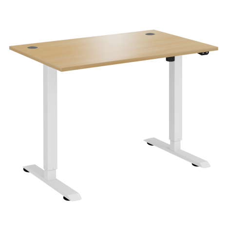 Electric Ergonomic Sit-Stand Workstation - 1200 - White Frame - Oak