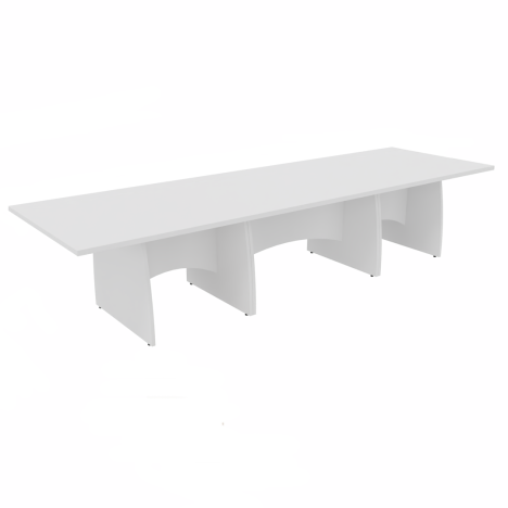 Platinum Range - Rectangular Conference Tables with Shaped Modesty Panel & Legs - 3600mm - White