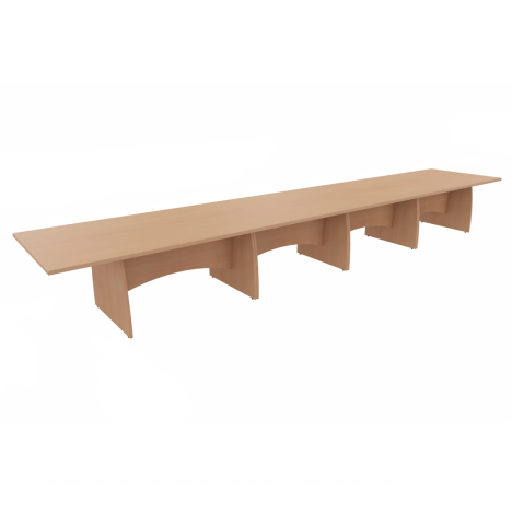 Platinum Range - Rectangular Conference Tables with Shaped Modesty Panel & Legs - 6000mm - Beech