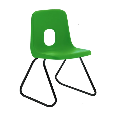 E Series Polypropylene Classroom Chair - Black Skid Frame - Size EBS - Green