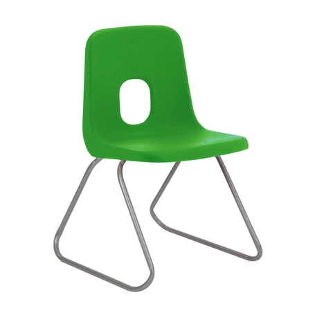 E Series Polypropylene Classroom Chair - Grey Skid Frame - Size EBS - Green