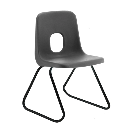 E Series Polypropylene Classroom Chair - Black Skid Frame - Size EBS - Charcoal