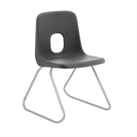 E Series Polypropylene Classroom Chair - Silver Skid Frame - Size EBS - Charcoal