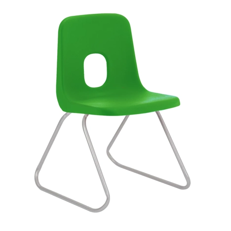 E Series Polypropylene Classroom Chair - Silver Skid Frame - Size ECS - Green
