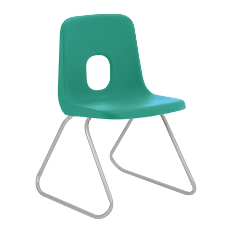 E Series Polypropylene Classroom Chair - Silver Skid Frame - Size ECS - Jade