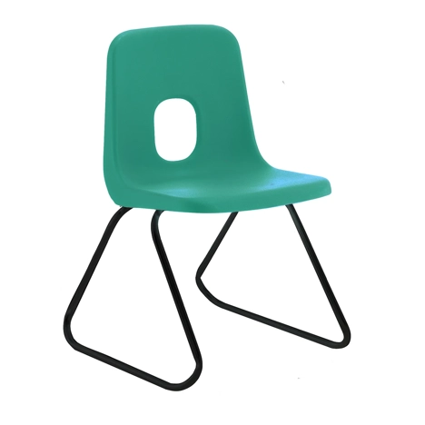 E Series Polypropylene Classroom Chair - Grey Skid Frame - Size ECS - Jade