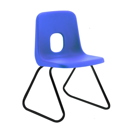 E Series Polypropylene Classroom Chair - Black Skid Frame - Size EBS - Blue