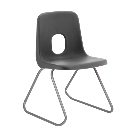 E Series Polypropylene Classroom Chair - Grey Skid Frame - Size EBS- Charcoal