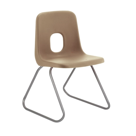 E Series Polypropylene Classroom Chair - Grey Skid Frame - Size EBS- Brown