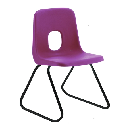 E Series Polypropylene Classroom Chair - Grey Skid Frame - Size ECS - Purple