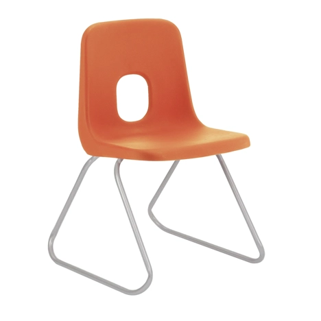E Series Polypropylene Classroom Chair - Silver Skid Frame - Size ECS - Orange