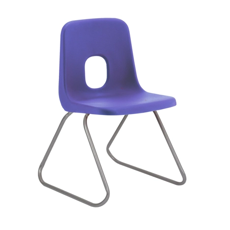 E Series Polypropylene Classroom Chair - Grey Skid Frame - Size EBS - Sapphire