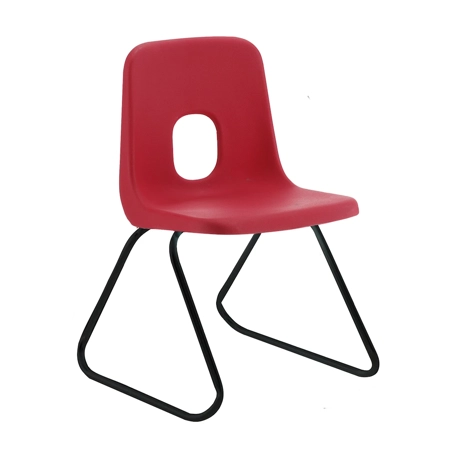 E Series Polypropylene Classroom Chair - Black Skid Frame - Size EBS - Red
