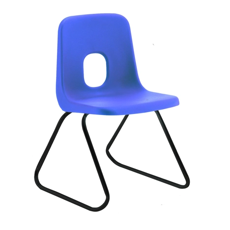 E Series Polypropylene Classroom Chair - Grey Skid Frame - Size ECS - Blue