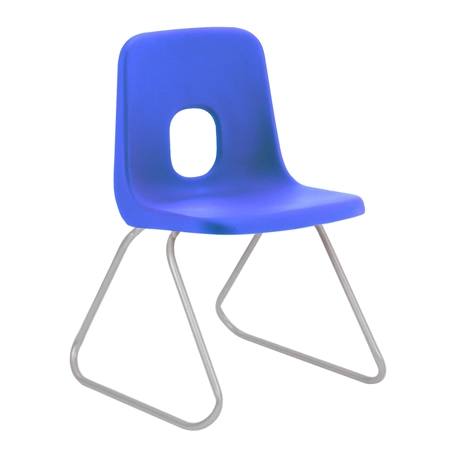 E Series Polypropylene Classroom Chair - Silver Skid Frame - Size ECS - Blue