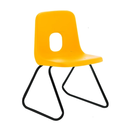 E Series Polypropylene Classroom Chair - Black Skid Frame - Size EBS - Yellow