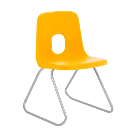 E Series Polypropylene Classroom Chair - Silver Skid Frame - Size EBS - Yellow