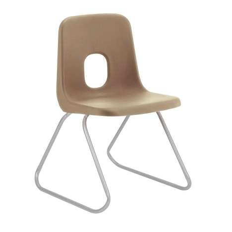 E Series Polypropylene Classroom Chair - Silver Skid Frame - Size ECS - Brown