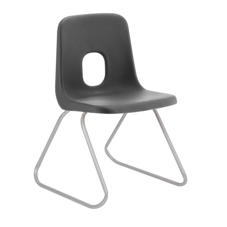 E Series Polypropylene Classroom Chair - Silver Skid Frame - Size ECS - Charcoal