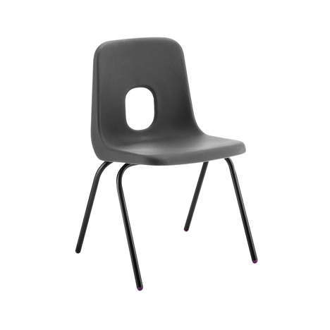E Series Polypropylene Classroom Chair - 4 Black Legs - Size EA - Charcoal