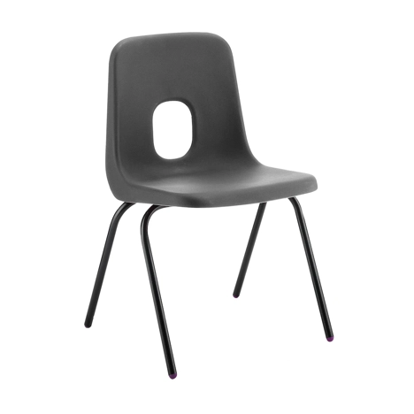 E Series Polypropylene Classroom Chair - 4 Black Legs - Size EB - Charcoal