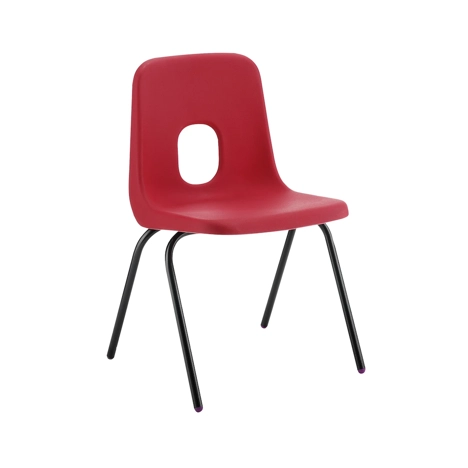 E Series Polypropylene Classroom Chair - 4 Black Legs - Size EA - Red