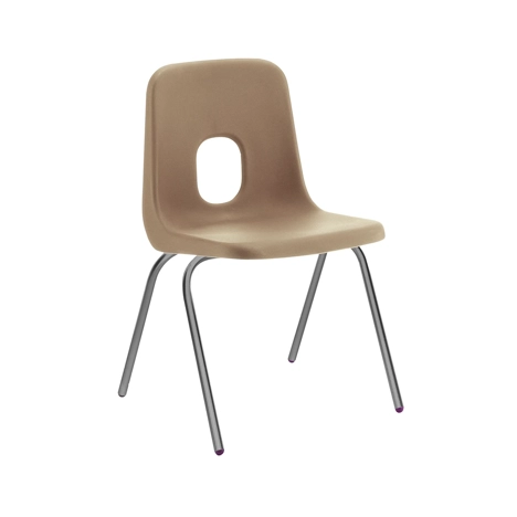 E Series Polypropylene Classroom Chair - 4 Grey Legs - Size EA - Brown