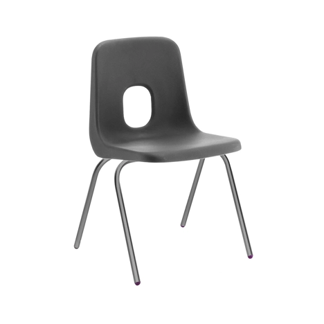 E Series Polypropylene Classroom Chair - 4 Grey Legs - Size EA - Charcoal