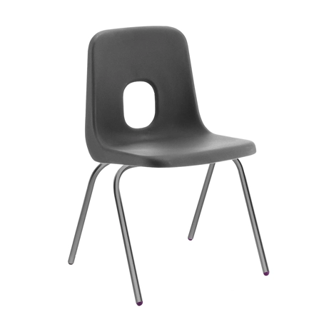 E Series Polypropylene Classroom Chair - 4 Grey Legs - Size EB - Charcoal
