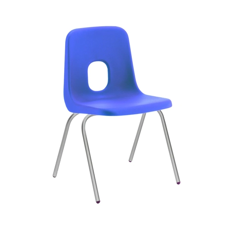 E Series Polypropylene Classroom Chair - 4 Silver Legs - Size EA - Blue