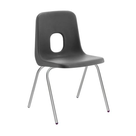 E Series Polypropylene Classroom Chair - 4 Silver Legs - Size EB - Charcoal