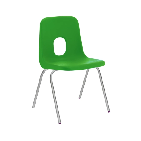 E Series Polypropylene Classroom Chair - 4 Silver Legs - Size EA - Green