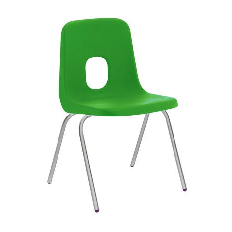 E Series Polypropylene Classroom Chair - 4 Silver Legs - Size EB - Green