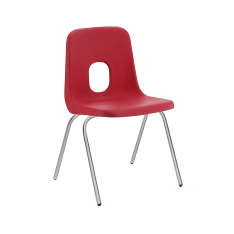 E Series Polypropylene Classroom Chair - 4 Silver Legs - Size EA - Red