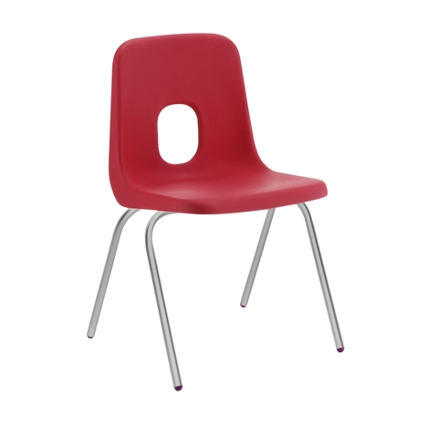 E Series Polypropylene Classroom Chair - 4 Silver Legs - Size EB - Red