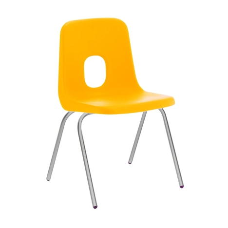 E Series Polypropylene Classroom Chair - 4 Silver Legs - Size EB - Yellow
