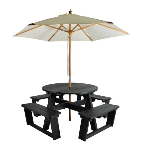 EKO 8 Seater Round Picnic Table - Black